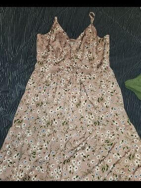 Pink Floral Sleeveless Maxi Dress